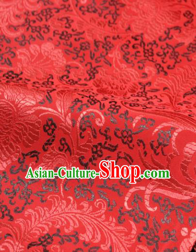 Chinese Traditional Fabric Royal Pattern Red Brocade Material Hanfu Classical Satin Silk Fabric