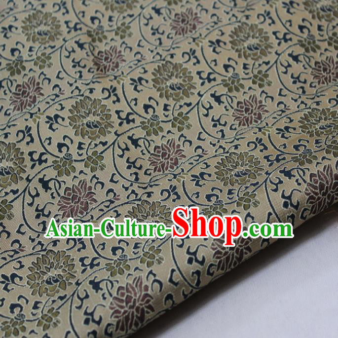 Chinese Traditional Fabric Royal Lotus Pattern Song Brocade Material Hanfu Classical Satin Silk Fabric