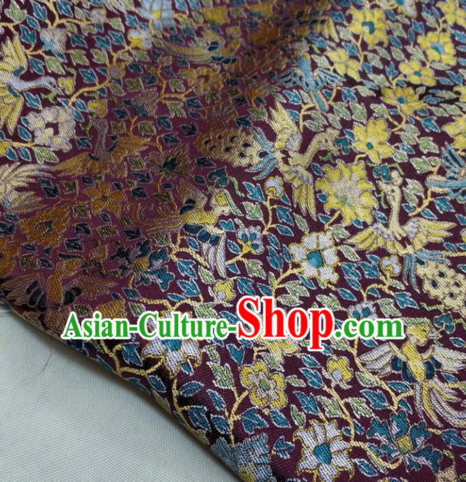 Chinese Traditional Fabric Royal Pattern Purple Brocade Material Hanfu Classical Satin Silk Fabric