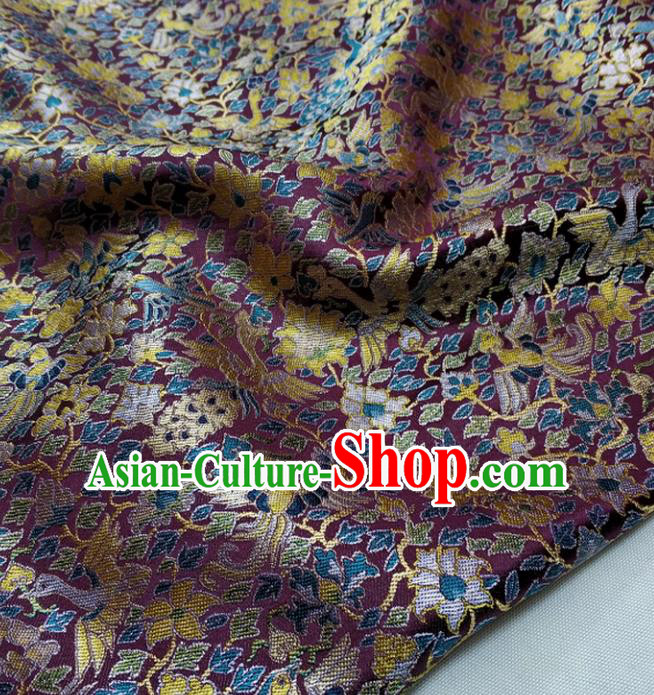 Chinese Traditional Fabric Royal Pattern Purple Brocade Material Hanfu Classical Satin Silk Fabric
