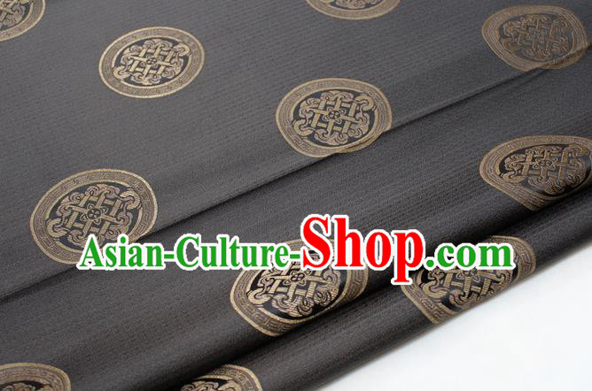 Chinese Traditional Tang Suit Fabric Royal Lucky Pattern Deep Grey Brocade Material Hanfu Classical Satin Silk Fabric