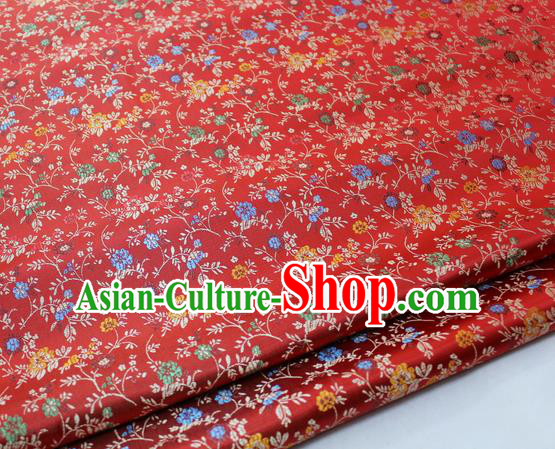 Chinese Traditional Tang Suit Fabric Royal Pepper Flowers Pattern Red Brocade Material Hanfu Classical Satin Silk Fabric