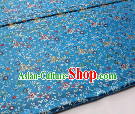 Chinese Traditional Tang Suit Fabric Royal Pepper Flowers Pattern Blue Brocade Material Hanfu Classical Satin Silk Fabric