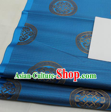 Chinese Traditional Tang Suit Fabric Royal Lucky Pattern Deep Blue Brocade Material Hanfu Classical Satin Silk Fabric