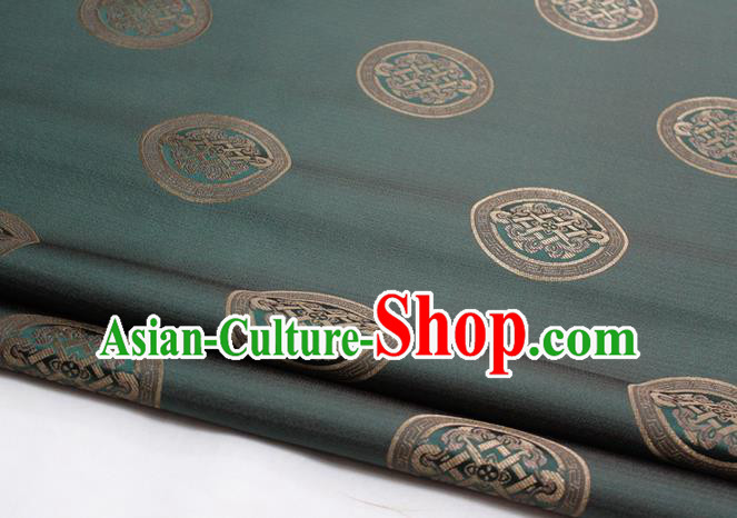 Chinese Traditional Tang Suit Fabric Royal Lucky Pattern Atrovirens Brocade Material Hanfu Classical Satin Silk Fabric