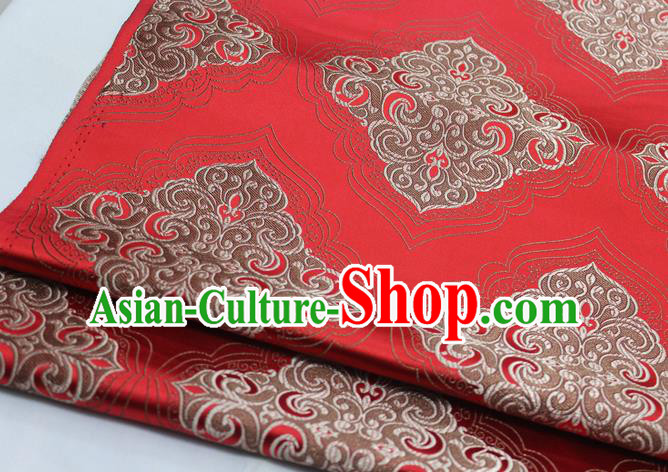 Chinese Traditional Tang Suit Red Brocade Royal Pattern Satin Fabric Material Classical Silk Fabric