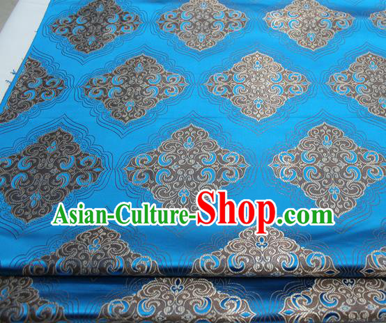 Chinese Traditional Tang Suit Blue Brocade Royal Pattern Satin Fabric Material Classical Silk Fabric