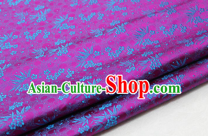 Asian Chinese Traditional Tang Suit Royal Plum Blossom Bamboo Pattern Rosy Brocade Satin Fabric Material Classical Silk Fabric