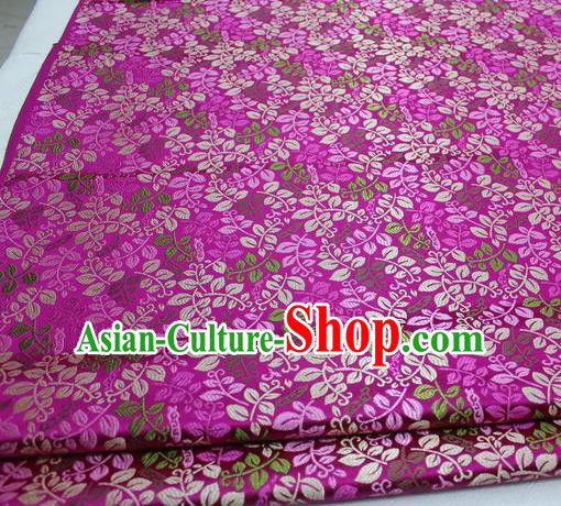Asian Chinese Traditional Classical Leaf Pattern Rosy Brocade Tang Suit Satin Fabric Material Classical Silk Fabric