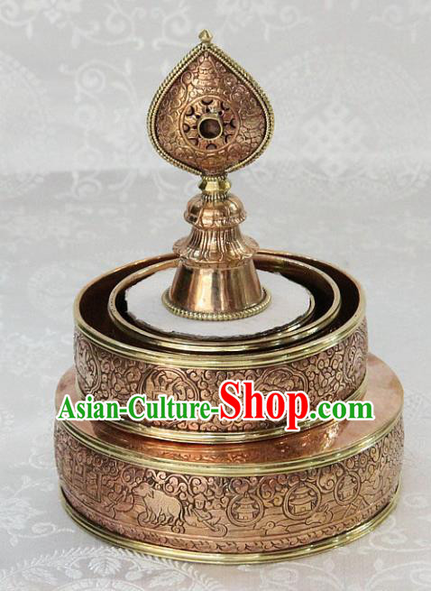 Chinese Traditional Buddhism Copper Tray Feng Shui Items Vajrayana Buddhist Decoration