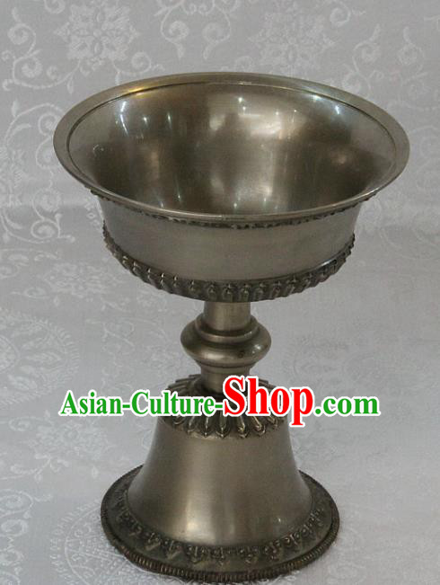 Chinese Traditional Buddhism Copper Butter Lamp Feng Shui Items Vajrayana Buddhist Candelabrum Decoration