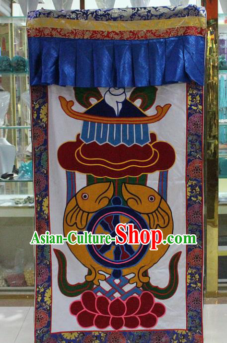 Chinese Traditional Buddhist Brocade Door Curtain Tibetan Buddhism Portiere Decoration