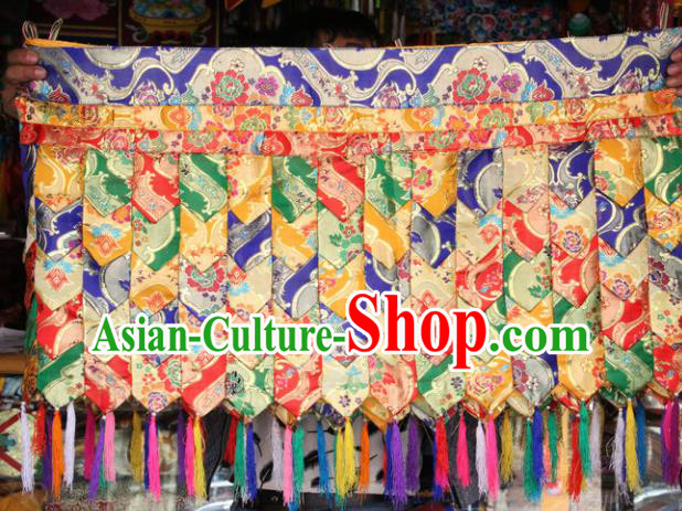 Chinese Traditional Buddhist Brocade Purdah Curtain Tibetan Buddhism Portiere Decoration