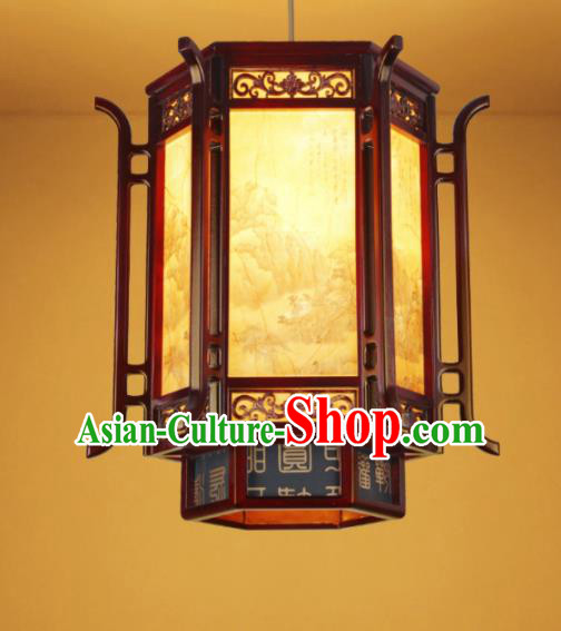 Chinese Traditional Wood Carving Palace Lantern Handmade New Year Hanging Lanterns Ceiling Lamp