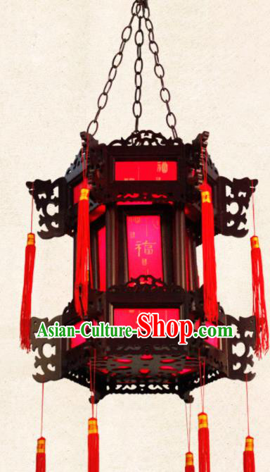 Chinese Traditional Wood Red Palace Lantern Handmade New Year Hanging Lanterns Ceiling Lamp