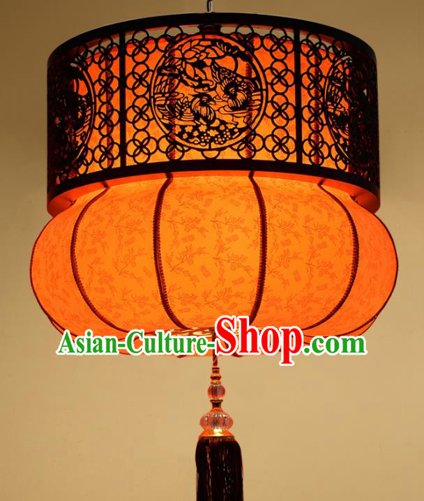 Chinese Traditional Handmade Wood Carving Pumpkin Palace Lantern Classical Hanging Lanterns Ceiling Lamp
