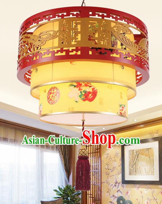 Chinese Traditional Classical Ceiling Palace Lantern Handmade New Year Carving Phoenix Lanterns Hanging Lamp