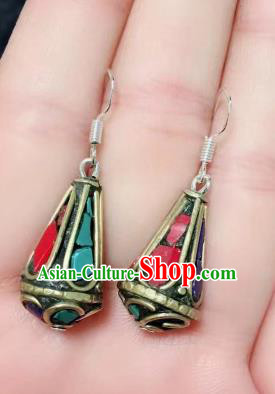 Chinese Traditional Mongol Nationality Earrings Mongolian Ethnic Ear Accessories for Women