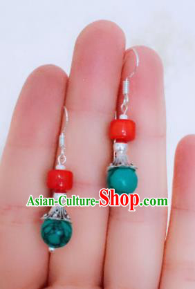 Chinese Traditional Ethnic Earrings Mongol Nationality Ear Accessories for Women