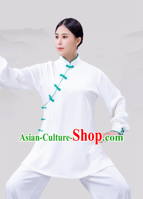 Traditional Chinese Martial Arts Competition White Costume Tai Ji Kung Fu Training Clothing for Women