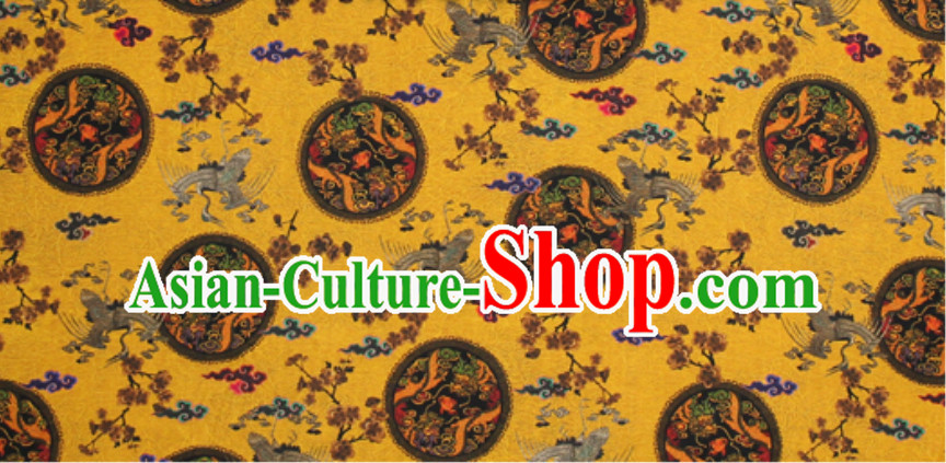 Ancient Palace Style 100% Pure Silk Round Dragon Pattern Fabric Chinese Royal Silk Fabrics