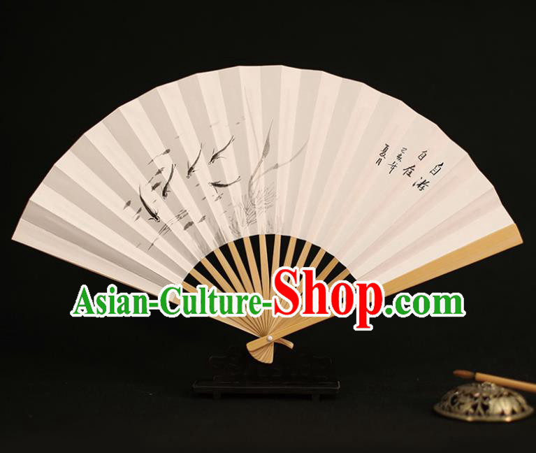 Chinese Traditional Ink Painting Fishes Paper Folding Fans Classical Accordion Handmade Fans for Women