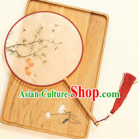 Chinese Traditional Printing Lantern Dance Silk Round Fans Handmade Classical Palace Fans for Women