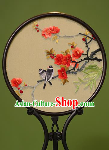 Chinese Traditional Handmade Embroidered Malus Spectabilis Silk Round Fans Classical Palace Fans for Women