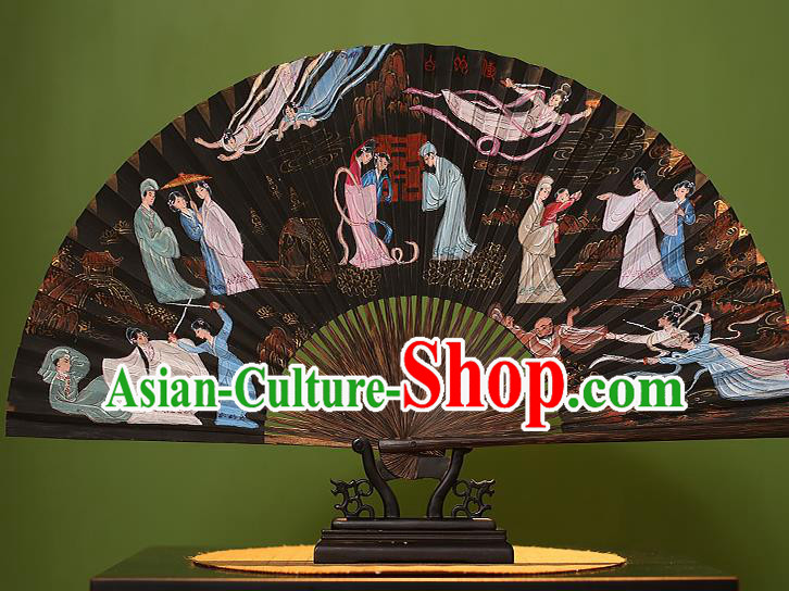 Chinese Traditional Handmade Bamboo Fans Classical Printing Madam White Snake Folding Fans for Men