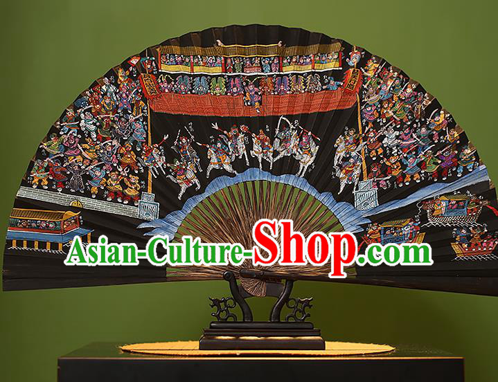 Chinese Traditional Handmade Bamboo Fans Classical Printing Water Margin 108 Hero Folding Fans for Men