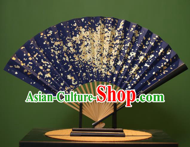 Chinese Traditional Handmade Golden Paillette Xuan Paper Fans Classical Folding Fans for Men
