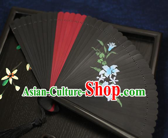 Chinese Handmade Printing Flowers Bamboo Fans Classical Accordion Traditional Folding Fans for Women