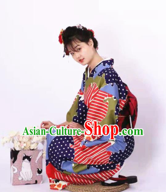 Japanese Traditional Handmade Printing Kimono Dress Asian Japan Geisha Yukata Costume for Women