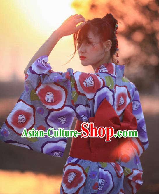 Japanese Traditional Handmade Printing Furisode Kimono Dress Asian Japan Geisha Yukata Costume for Women