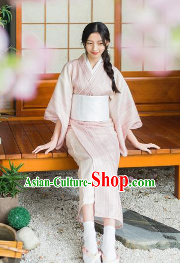 Japanese Traditional Handmade Pink Kimono Dress Asian Japan Geisha Yukata Costume for Women