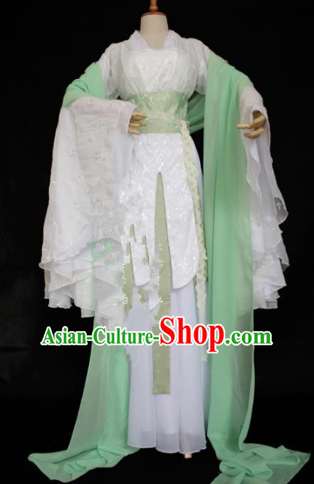 Chinese Traditional Cosplay Princess Costume Ancient Swordswoman White Hanfu Dress for Women