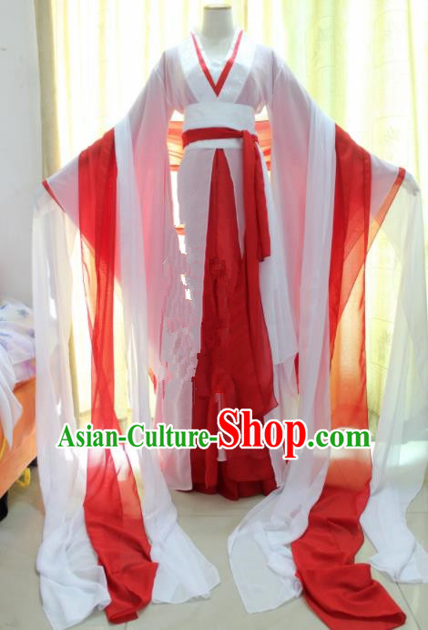 Chinese Traditional Cosplay Princess Costume Ancient Swordswoman Red Hanfu Dress for Women