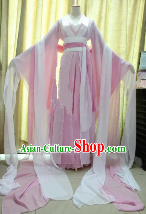 Chinese Traditional Cosplay Princess Costume Ancient Swordswoman Pink Hanfu Dress for Women