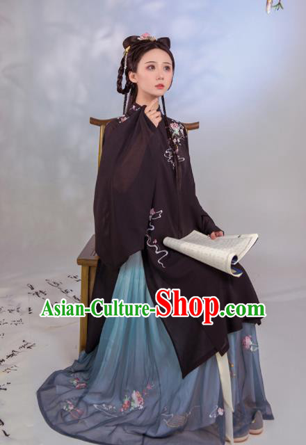 Chinese Ancient Peri Embroidered Hanfu Dress Ming Dynasty Court Princess Historical Costume for Women