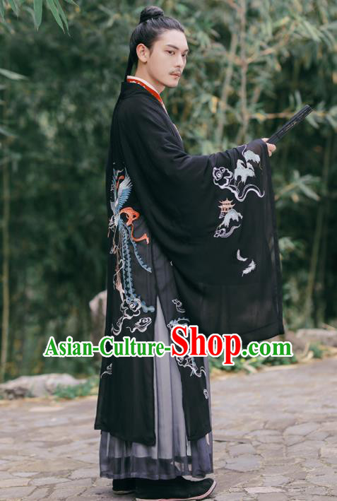 Chinese Ancient Prince Nobility Childe Embroidered Hanfu Clothing Jin Dynasty Swordsman Historical Costume for Men