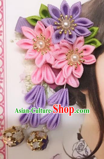 Japanese Traditional Kimono Sakura Hair Claw Handmade Japan Geisha Hair Accessories for Women