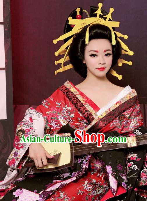 Japanese Traditional Court Courtesan Furisode Kimono Asian Japan Costume Geisha Yukata Dress for Women