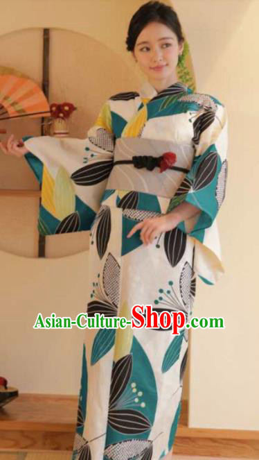 Japanese Traditional Printing Kimono Asian Japan Costume Geisha Yukata Dress for Women