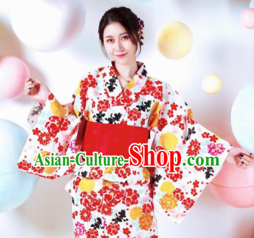 Japanese Traditional Classical Printing Kimono Asian Japan Costume Geisha Yukata Dress for Women