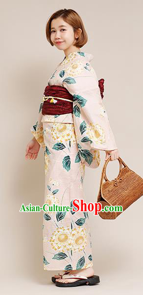 Japanese Classical Printing Chrysanthemum Kimono Asian Japan Traditional Costume Geisha Yukata Dress for Women
