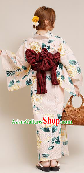 Japanese Classical Printing Chrysanthemum Kimono Asian Japan Traditional Costume Geisha Yukata Dress for Women