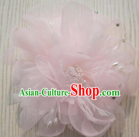 Japanese Traditional Geisha Kimono Hair Accessories Japan Yukata Pink Veil Flower Hair Claw for Women