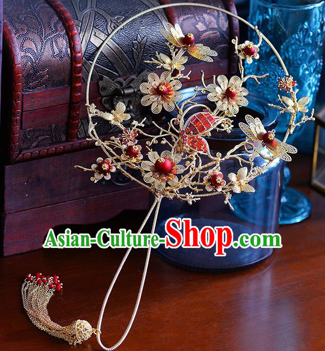 Traditional Chinese Ancient Dragonfly Palace Fans Handmade Wedding Accessories Fans for Women