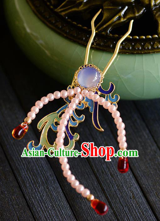 Traditional Chinese Ancient Bride Cloisonne Pearls Hairpins Handmade Wedding Hair Accessories for Women