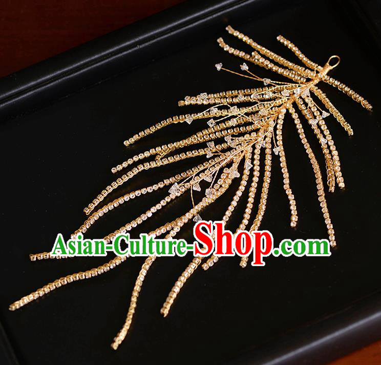 Handmade Wedding Hair Accessories Baroque Bride Golden Hair Stick for Women
